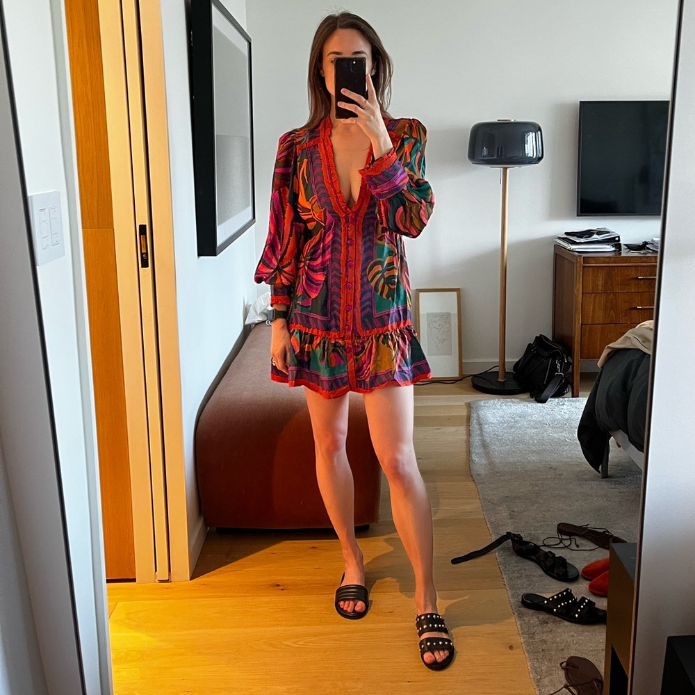FARM Rio Multicolor Embellished Tropical Mini Dress